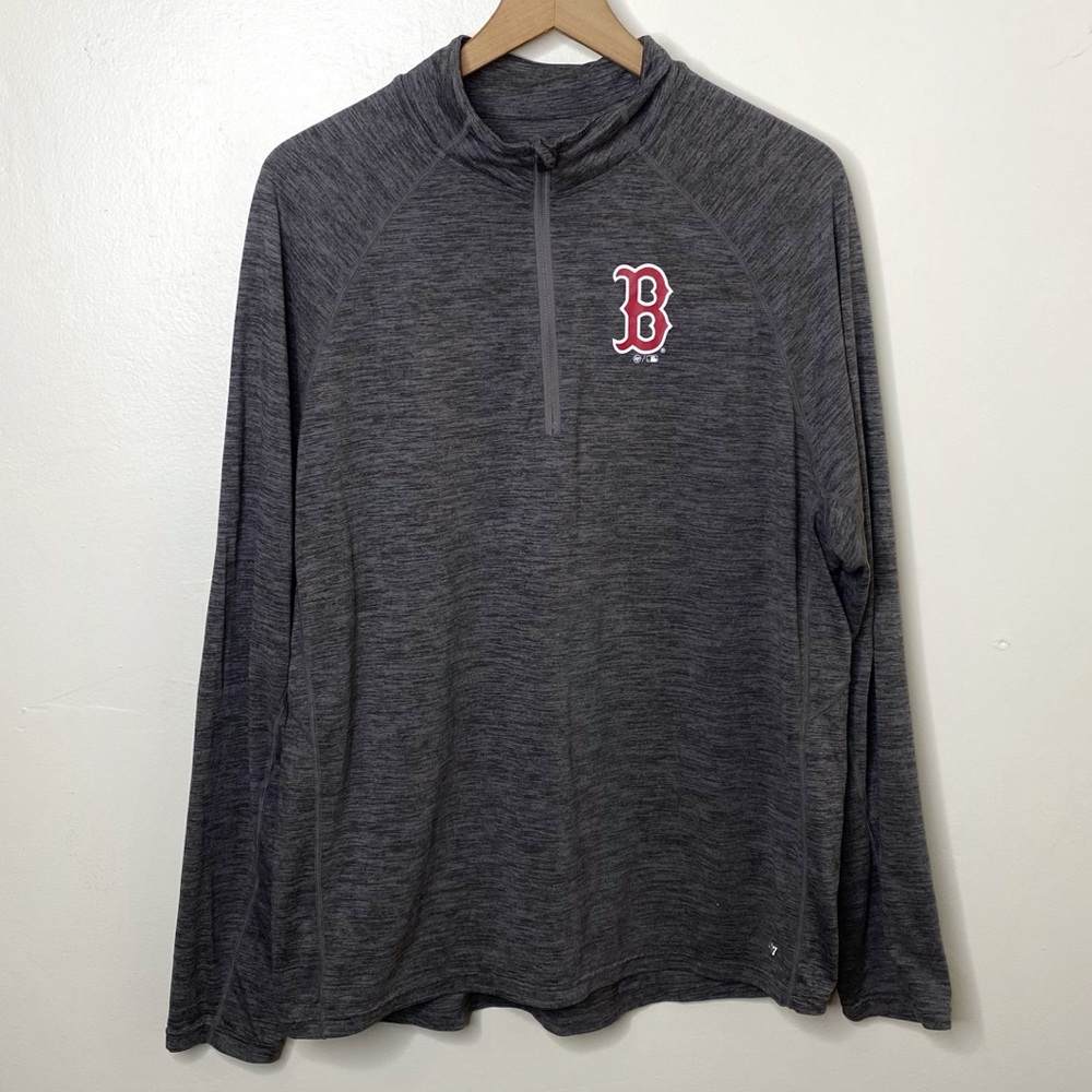 47 Brand Gray Long Sleeve Shirt with Red Logo
